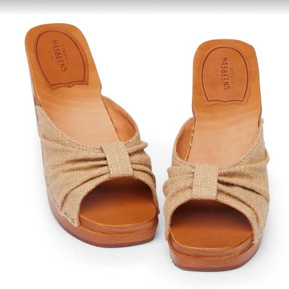 Anthropologie Swedish Hasbeens NWT Rafia Bow Slip In clog Sandal Fun❤️🌈 - Picture 3 of 12